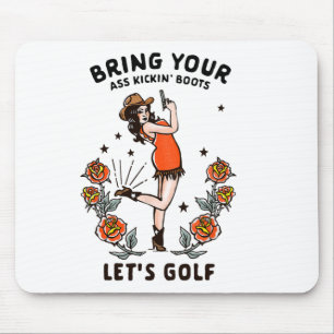 Funny Women's Golf T-Shirt Cowgirl Frau Golfer T-S Mousepad