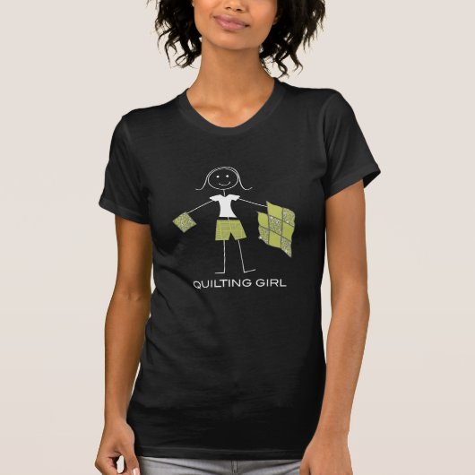 Funny Womens Quilter Stick Quilting Girl T-Shirt (Vorderseite)
