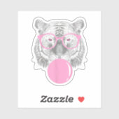 Funny Women's Tiger Brille & Pink Bubble Gum Anim Aufkleber (Blatt)