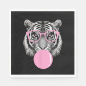 Funny Women's Tiger Brille & Pink Bubble Gum Anim Serviette (Vorderseite)