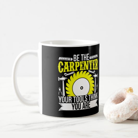 Funny Wood bedienen Sie als Zimmermann Kaffeetasse (Mit Donut)