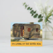 Funny Wood Camper Anhänger Postkarten, Am Fluss Postkarte (Stehend Vorderseite)