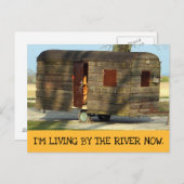 Funny Wood Camper Anhänger Postkarten, Am Fluss Postkarte (Vorne/Hinten)