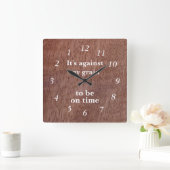 Funny Wood Grain Rückwärts Clock Mango Custom Quadratische Wanduhr (Zuhause)