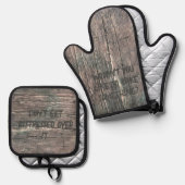 Funny Wood Pun Pot Holder Set (Vorderseite/Rückseite)