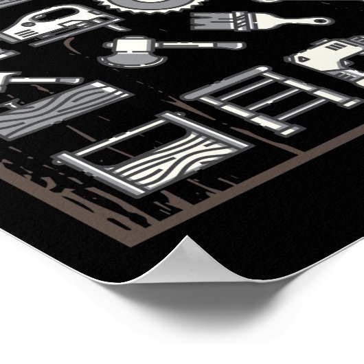 Funny Wood Working Vater Pater Carpenter Tools Poster (Ecke)