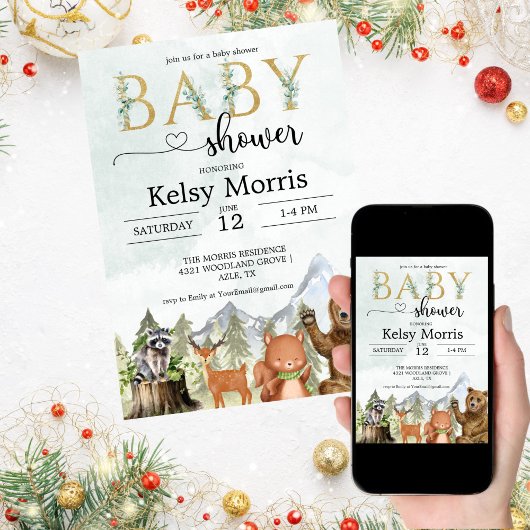 funny woodland baby shower invitation boy einladung
