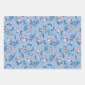 Funny Woodland Friends  Blue Winter Forest Pattern Geschenkpapier Set (Vorderseite 3)