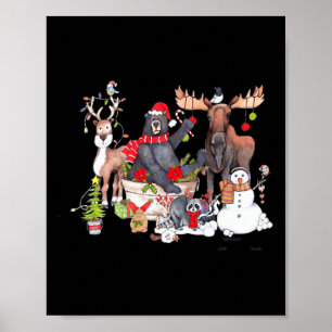 Funny Woodland Weihnachten Ansammlung für Ani Poster