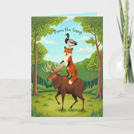 Funny Woodlands Tiere Stack Vermisst Sie werden gu Karte (Vorderseite)