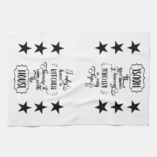 Funny Word Kunst in Schwarz und Weiß Geschirrtuch (Horizontal)