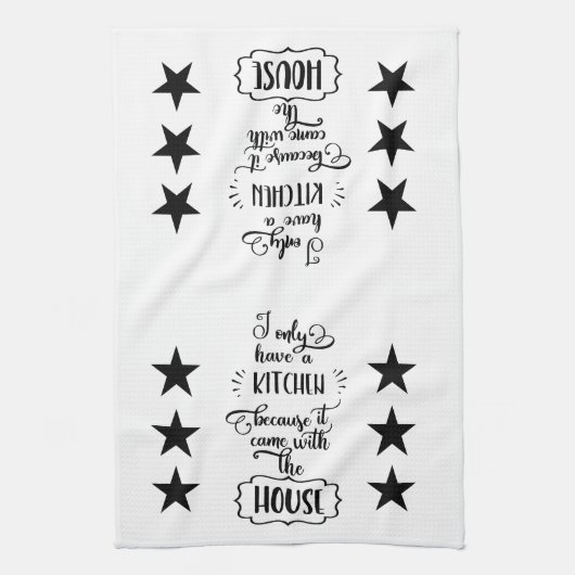 Funny Word Kunst in Schwarz und Weiß Geschirrtuch (Vertikal)