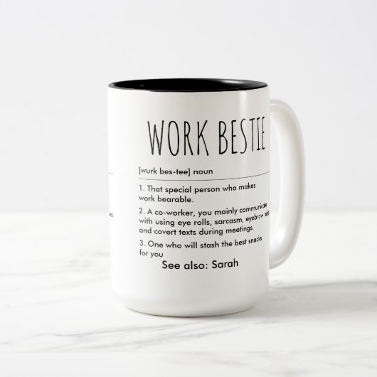 Funny Work Bestie Individuelle Name Definition Zweifarbige Tasse (VorderseiteRechts)