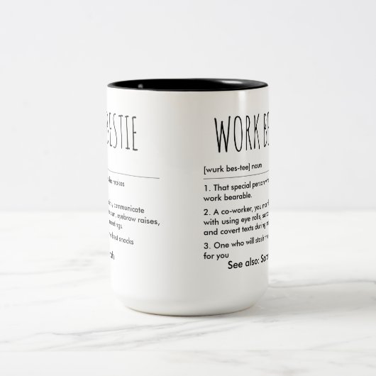 Funny Work Bestie Individuelle Name Definition Zweifarbige Tasse (Mittel)
