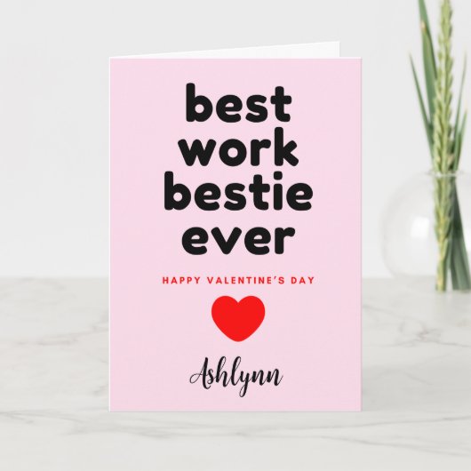 Funny Work Bestie Valentines Karte (Vorderseite)