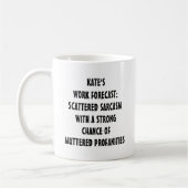 Funny Work Forecast Mug | Editable Text Kaffeetasse (Links)
