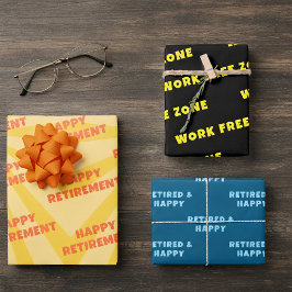 Funny Work Free Zone Retired Wrapping Paper Sheets Geschenkpapier Set