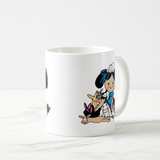 Funny Working from Zuhause Crazy Bunny Lady Rabbit Kaffeetasse (VorderseiteRechts)
