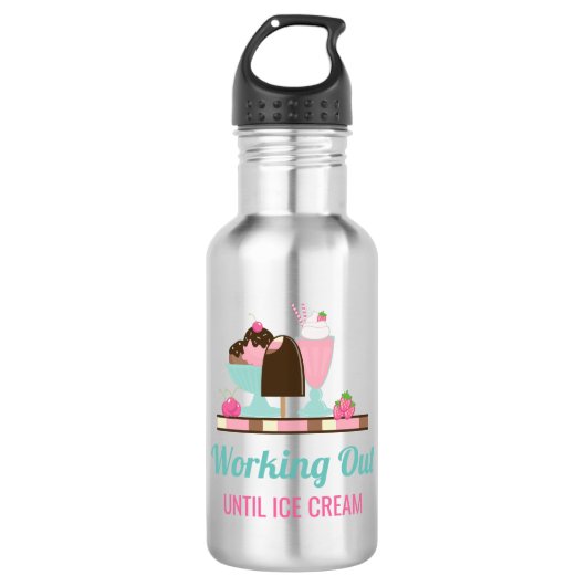 Funny Working out Bis Eis Creme Edelstahlflasche (Vorderseite)