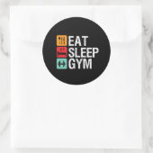 Funny Workout Fitness Übung Essen Schlaf Gym Runder Aufkleber (Tasche)