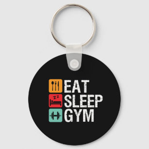 Funny Workout Fitness Übung Essen Schlaf Gym Schlüsselanhänger