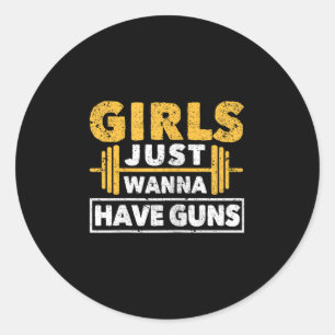Funny Workout Girl Gym Athlete Girls Just Wanna Ha Runder Aufkleber