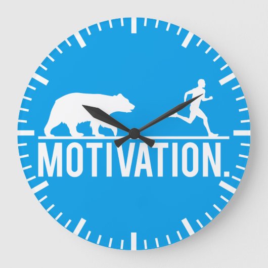 Funny Workout Motivation - Bear Chasing Jogger Große Wanduhr (Vorderseite)