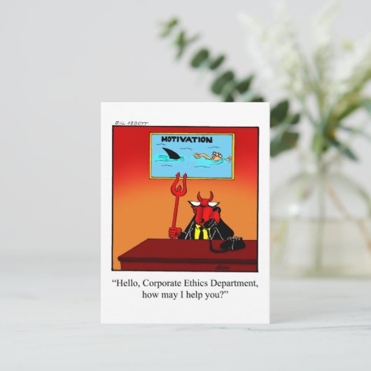 Funny Workplace Spaß Postcard Ankündigungspostkarte (Stehend Vorderseite)