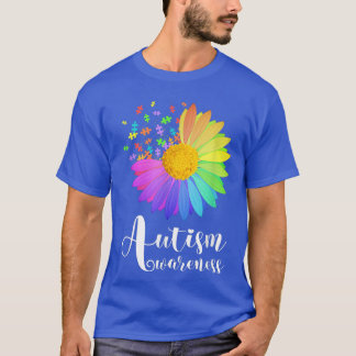 Funny World Autismus Awareness Day Puzzle SunFlowe T-Shirt