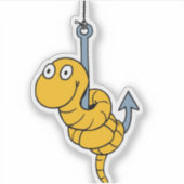 Funny Worm Custom-Cut Vinyl Sticker (Vorderseite)