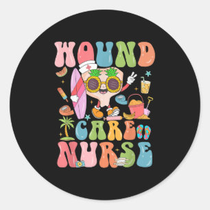 Funny Wound Care Krankenschwester Summer Vibes Nur Runder Aufkleber