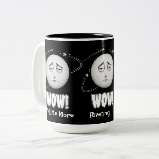 Funny "Wow Moon Face Coffee Tasse (Vorderseite Links)