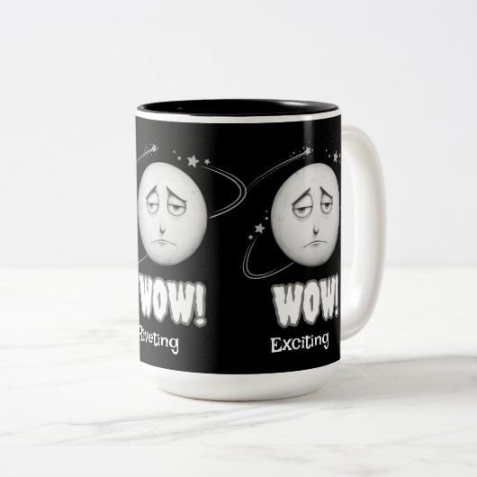 Funny "Wow Moon Face Coffee Tasse (VorderseiteRechts)