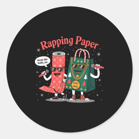 Funny Wrapng Rapng Paper Wrap Music Rap Pj Runder Aufkleber (Vorderseite)