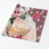 Funny Wrapping Paper Gentleman Pig mit Rose Geschenkpapier (Ungerollt)
