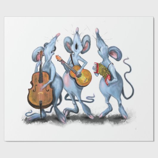 Funny Wrapping Paper mit Musical Mouse Band Geschenkpapier (Flach)
