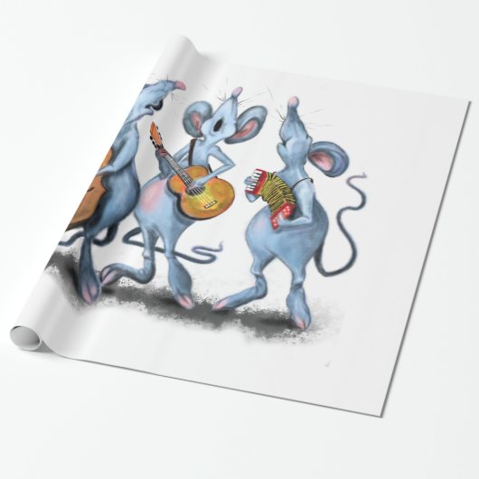 Funny Wrapping Paper mit Musical Mouse Band Geschenkpapier (Ungerollt)