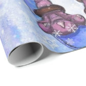 Funny Wrapping Paper mit Pink Flamingo Skier Geschenkpapier (Rolleneckpunkt)