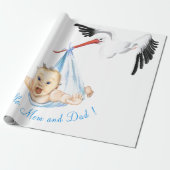 Funny Wrapping Paper Storch mit Baby - Custom Text Geschenkpapier (Ungerollt)