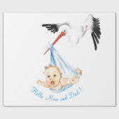 Funny Wrapping Paper Storch mit Baby für Ihren Tex Geschenkpapier (Flach)