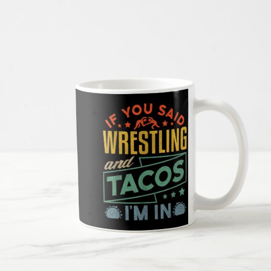 Funny Wrestling And Tacos Shirt Wrestle Retro Men Kaffeetasse (Rechts)