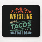 Funny Wrestling And Tacos Shirt Wrestle Retro Men Mousepad (Vorne)