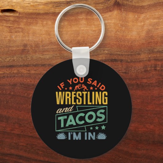 Funny Wrestling And Tacos Shirt Wrestle Retro Men Schlüsselanhänger (Vorderseite)