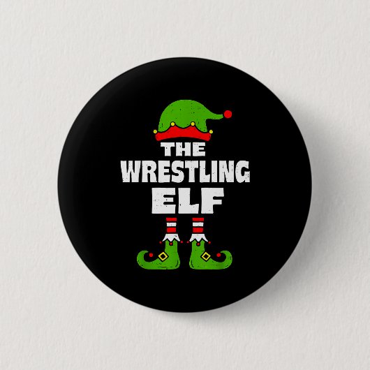 Funny Wrestling Elf Christmas Wrestler Mens Womens Button (Vorderseite)