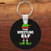 Funny Wrestling Elf Christmas Wrestler Mens Womens Schlüsselanhänger (Vorderseite)