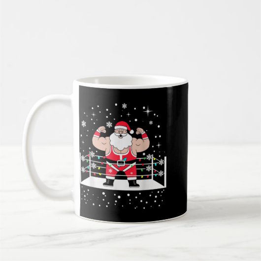 Funny Wrestling Santa Xmas Lights Wrestling Christ Kaffeetasse (Links)