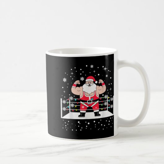 Funny Wrestling Santa Xmas Lights Wrestling Christ Kaffeetasse (Rechts)