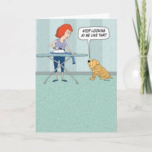 Funny Wrinkly Shar-Pei Dog Birthday Card Karte (Vorderseite)