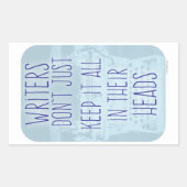 Funny Writer Head Slogan Rechteckiger Aufkleber (Vorderseite)
