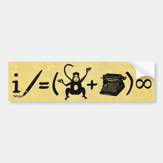 Funny Writer Monkey Schreibmaschine Equation Autoaufkleber (Vorne)